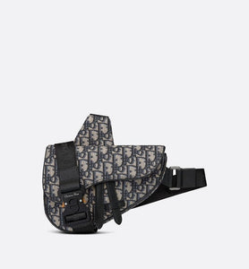 Mini Saddle Bag • Beige and Black Dior Oblique Jacquard