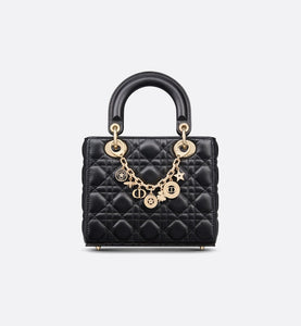30 Montaigne Bag Charm • Gold-Finish Metal and Black Lacquer