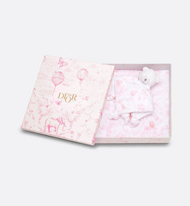 Toile de Jouy Newborn Gift Set • Pale Pink and White Muslin, Interlock and Cotton Velvet