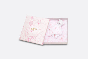 Toile de Jouy Newborn Gift Set • Pale Pink and White Muslin, Interlock and Cotton Velvet
