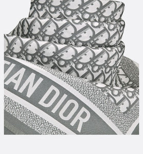 Dior Oblique Diortwin 70 Square Scarf • Gray Silk Twill