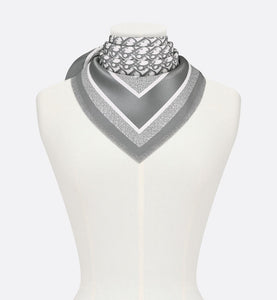 Dior Oblique Diortwin 70 Square Scarf • Gray Silk Twill