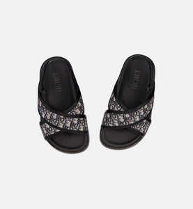 Baby Sandal • Deep Blue Calfskin and Dior Oblique Canvas