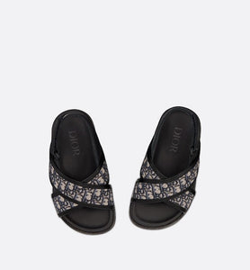 Baby Sandal • Deep Blue Calfskin and Dior Oblique Canvas