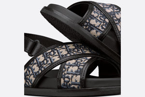 Baby Sandal • Deep Blue Calfskin and Dior Oblique Canvas