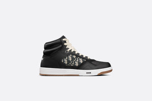 B27 High-Top Sneaker • Black Smooth Calfskin with Beige and Black Dior Oblique Jacquard