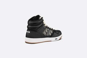 B27 High-Top Sneaker • Black Smooth Calfskin with Beige and Black Dior Oblique Jacquard