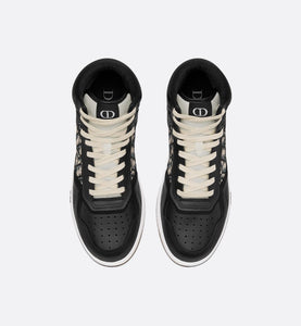 B27 High-Top Sneaker • Black Smooth Calfskin with Beige and Black Dior Oblique Jacquard