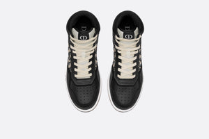 B27 High-Top Sneaker • Black Smooth Calfskin with Beige and Black Dior Oblique Jacquard