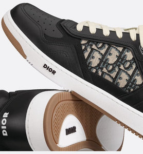 B27 High-Top Sneaker • Black Smooth Calfskin with Beige and Black Dior Oblique Jacquard