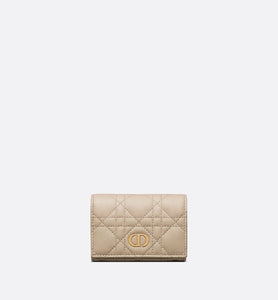 Dior Caro XS Wallet • Sand-Colored Supple Cannage Calfskin