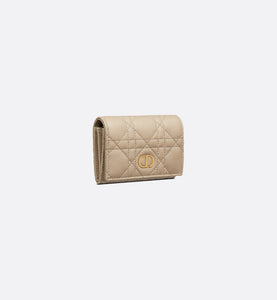 Dior Caro XS Wallet • Sand-Colored Supple Cannage Calfskin