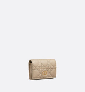 Dior Caro XS Wallet • Sand-Colored Supple Cannage Calfskin