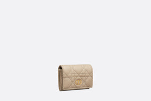 Dior Caro XS Wallet • Sand-Colored Supple Cannage Calfskin