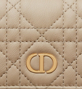 Dior Caro XS Wallet • Sand-Colored Supple Cannage Calfskin