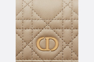 Dior Caro XS Wallet • Sand-Colored Supple Cannage Calfskin