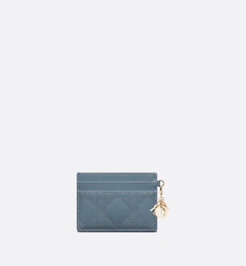 Lady Dior Five-Slot Card Holder • Cloud Blue Patent Cannage Calfskin