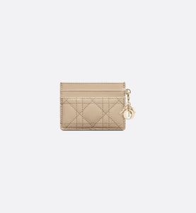 Lady Dior Five-Slot Card Holder • Sand-Colored Patent Cannage Calfskin