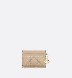 Lady Dior Five-Slot Card Holder • Sand-Colored Patent Cannage Calfskin