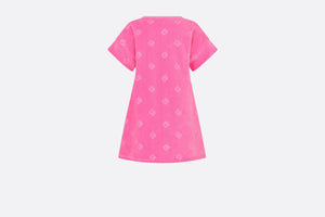 Kid's A-Line Dress • Fuchsia Pink Velvet Jersey Jacquard with 'CD' Motif