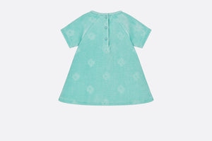 Baby A-Line Dress • Turquoise Velvet Jersey Jacquard with 'CD' Motif