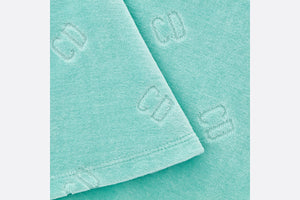 Baby A-Line Dress • Turquoise Velvet Jersey Jacquard with 'CD' Motif