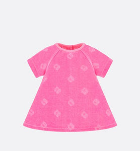 Baby A-Line Dress • Fuchsia Pink Velvet Jersey Jacquard with 'CD' Motif