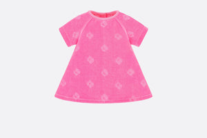 Baby A-Line Dress • Fuchsia Pink Velvet Jersey Jacquard with 'CD' Motif