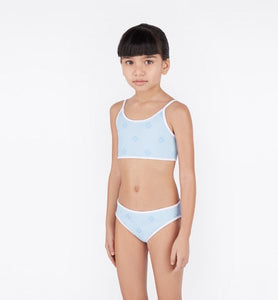 Kid's Two-Piece Swimsuit • Pale Blue 'CD' Technical Fabric