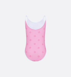 Kid's One-Piece Swimsuit • Pink 'CD' Printed Technical Fabric