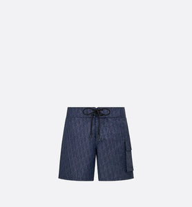 Dior Oblique Swim Shorts • Deep Blue Technical Canvas