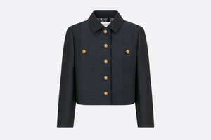 Cropped Jacket • Navy Blue Wool and Silk