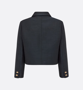 Cropped Jacket • Navy Blue Wool and Silk
