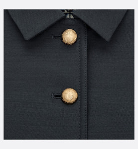 Cropped Jacket • Navy Blue Wool and Silk