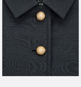 Cropped Jacket • Navy Blue Wool and Silk