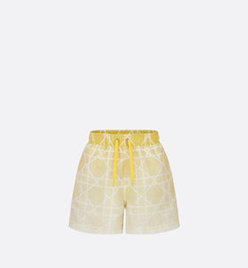 Kid's Swim Shorts • White Cannage Technical Canvas with Yellow Dip-Dye Print