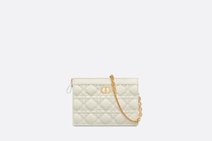 Dior Caro Zipped Pouch with Chain • Latte Supple Cannage Calfskin