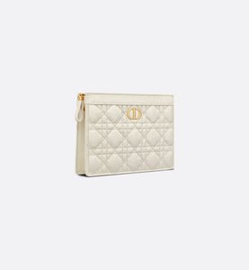 Dior Caro Zipped Pouch with Chain • Latte Supple Cannage Calfskin