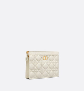 Dior Caro Zipped Pouch with Chain • Latte Supple Cannage Calfskin