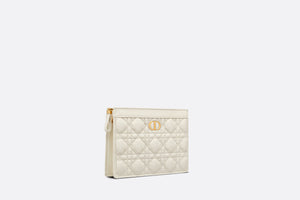 Dior Caro Zipped Pouch with Chain • Latte Supple Cannage Calfskin
