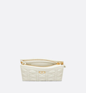 Dior Caro Zipped Pouch with Chain • Latte Supple Cannage Calfskin