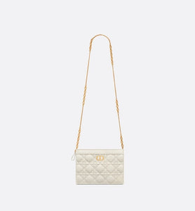 Dior Caro Zipped Pouch with Chain • Latte Supple Cannage Calfskin