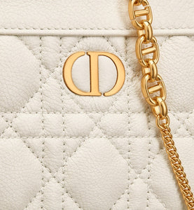 Dior Caro Zipped Pouch with Chain • Latte Supple Cannage Calfskin