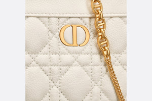 Dior Caro Zipped Pouch with Chain • Latte Supple Cannage Calfskin