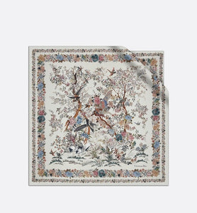 Dior Jardin d'Hiver 90 Square Scarf • White Multicolor Silk Twill