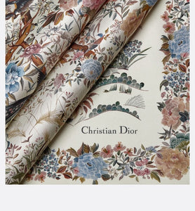 Dior Jardin d'Hiver 90 Square Scarf • White Multicolor Silk Twill