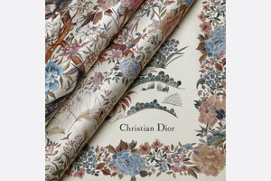 Dior Jardin d'Hiver 90 Square Scarf • White Multicolor Silk Twill