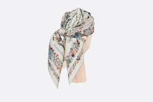 Dior Jardin d'Hiver 90 Square Scarf • White Multicolor Silk Twill