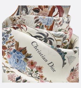 Dior Jardin d'Hiver 90 Square Scarf • White Multicolor Silk Twill