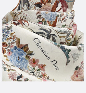 Dior Jardin d'Hiver 90 Square Scarf • White Multicolor Silk Twill
